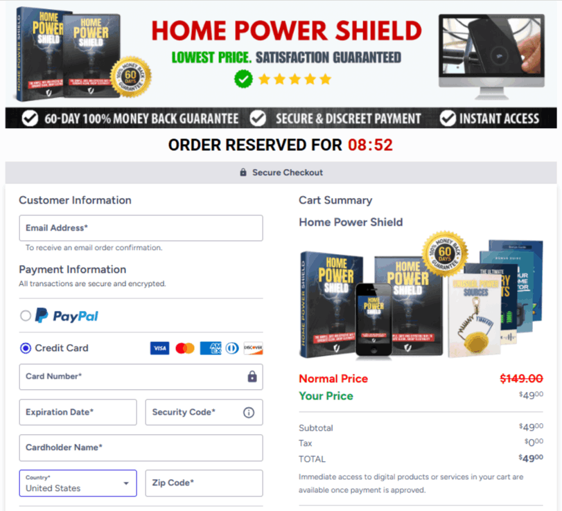 Home Power Shield Checkout Discount